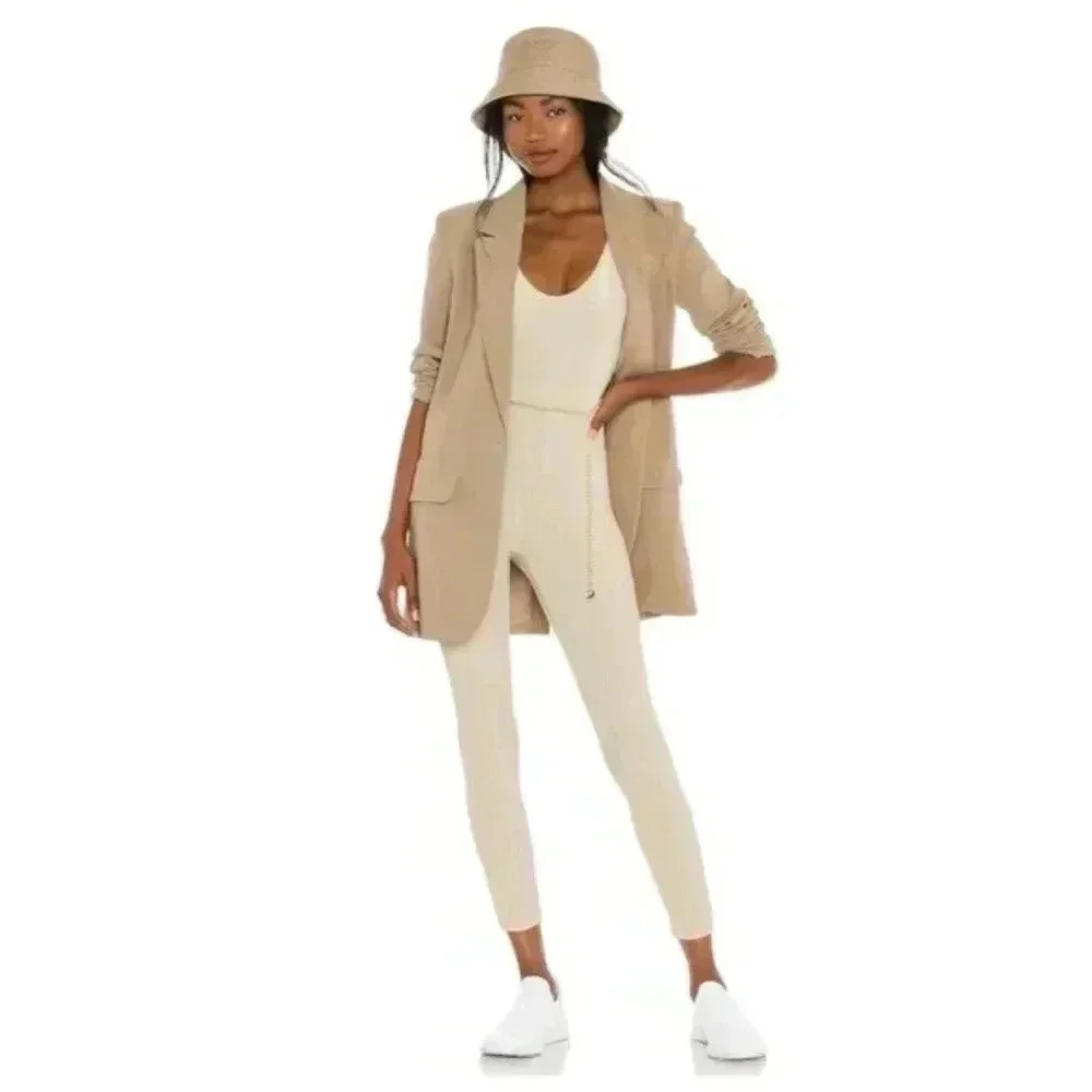 WeWoreWhat Scoop Jumpsuit Solid Rib Khaki